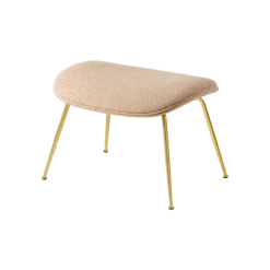 GUBI Beetle Ottoman Around Bouclé 004 With Legs In Semi Matt Brass