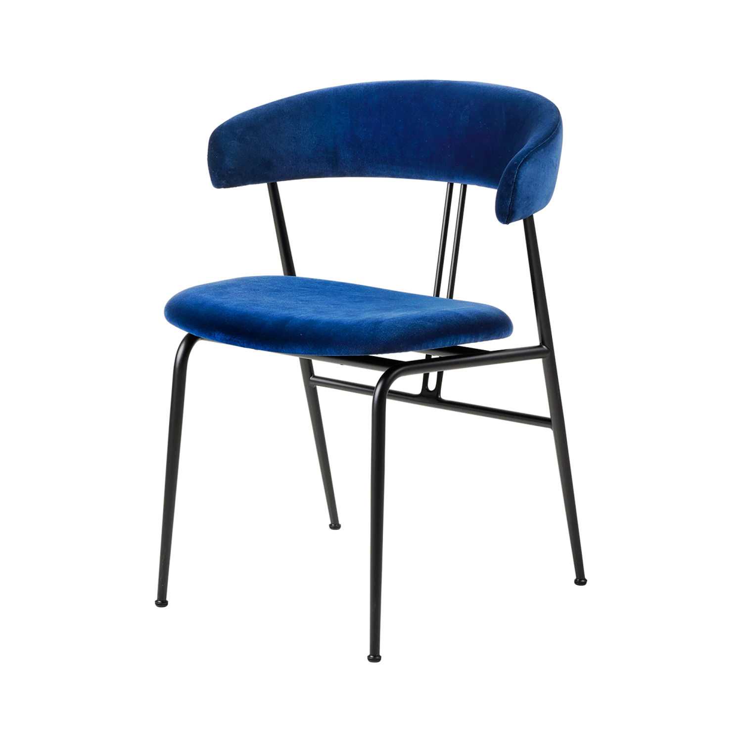 GUBI Violin Dining Chair Velvet 420 Sapphire Blue