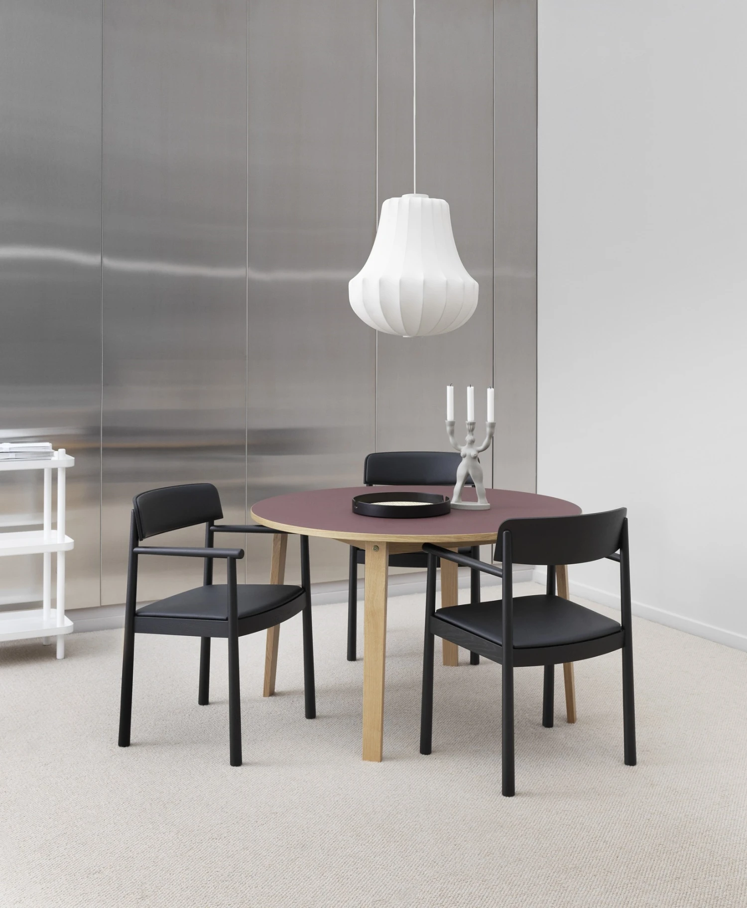 Normann Copenhagen Timb Dining Chair W. Armrests Leather Upholstered Black - Image 5