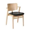 Artek Domus Dining Chair Birch W. Black Leather Upholstered Seat