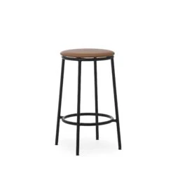 Normann Copenhagen Circa Bar Stool H65 Leather Upholstered Black/ Brandy Leather 41574