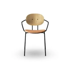 Sibast Furniture Piet Hein Dining Chair Black With Armrest Oak Wood And Cognac Leather