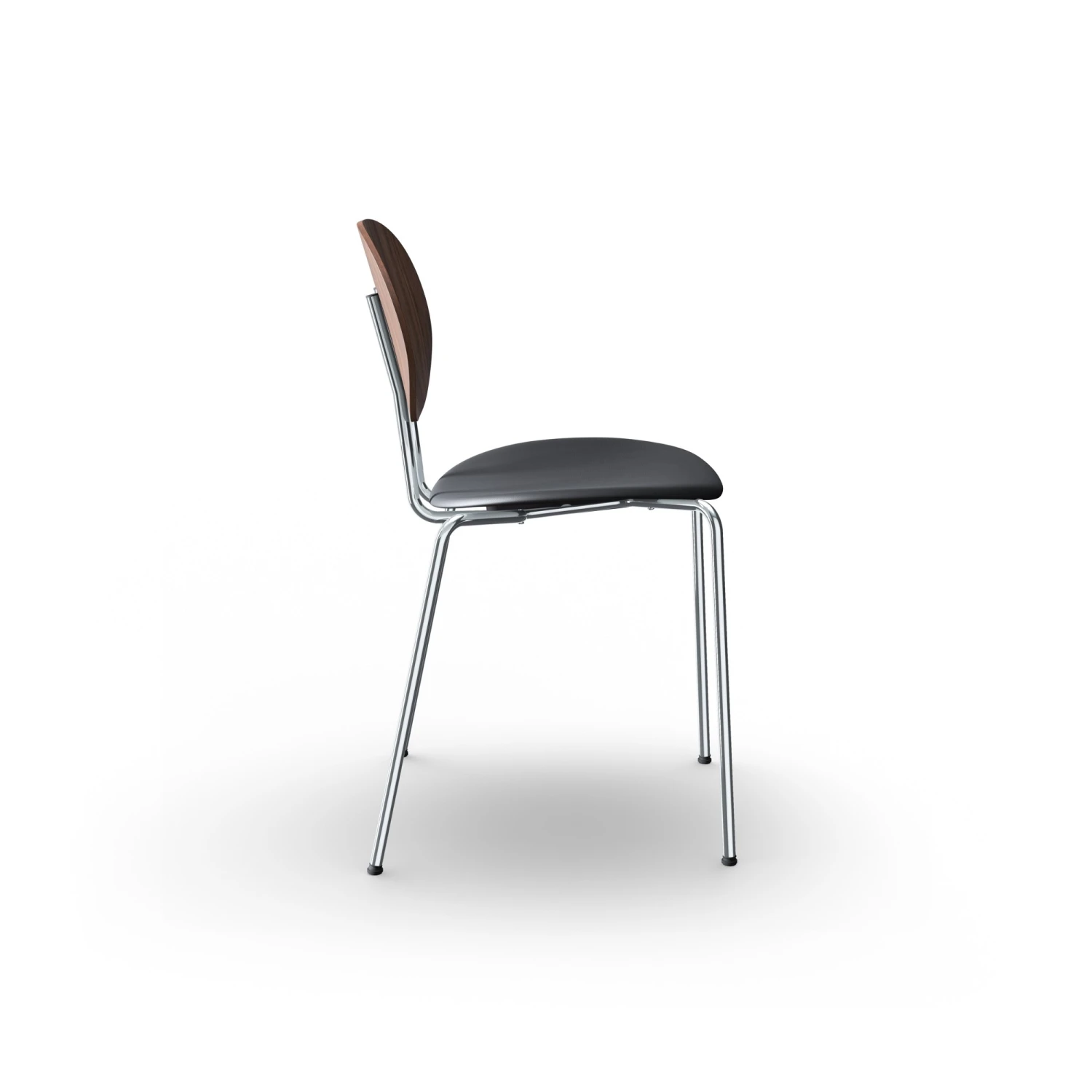 Sibast Furniture Piet Hein Dining Chair Chrome Walnut And Black Leather - Image 2