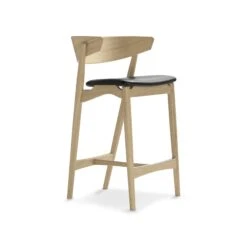 Sibast Furniture No 7 Bar Stool Soap-treated Oak And Black Leather