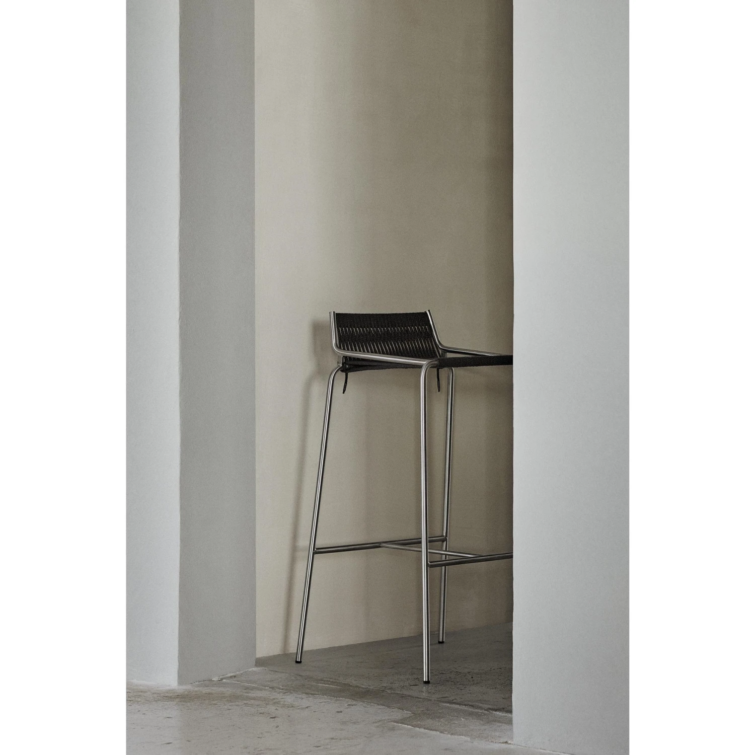 Thorup Copenhagen Noel Bar Stool Stainless Steel/ Dark Gray Wool H77 Cm - Image 4