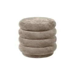 Ferm Living Round Pouf Faded Velvet Beige