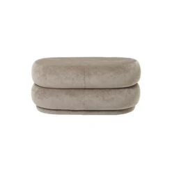 Ferm Living Oval Puf Faded Velvet Beige