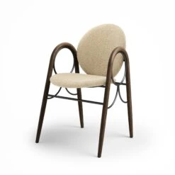 Brdr. Krüger Arcade Dining Chair Frame In Black Metal And Smoked Oak With Upholstery In Cream 0019