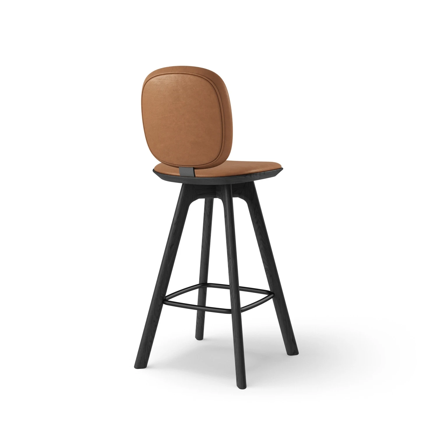 Brdr. Krüger Pauline Comfort Bar Stool H75 Oak Black Lacquered/Brandy Leather - Image 4