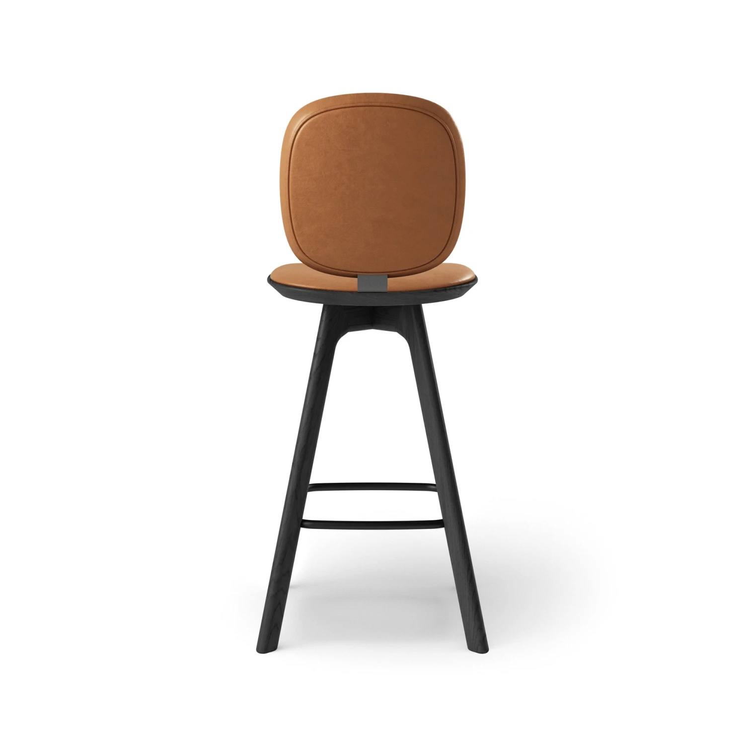 Brdr. Krüger Pauline Comfort Bar Stool H75 Oak Black Lacquered/Brandy Leather - Image 2