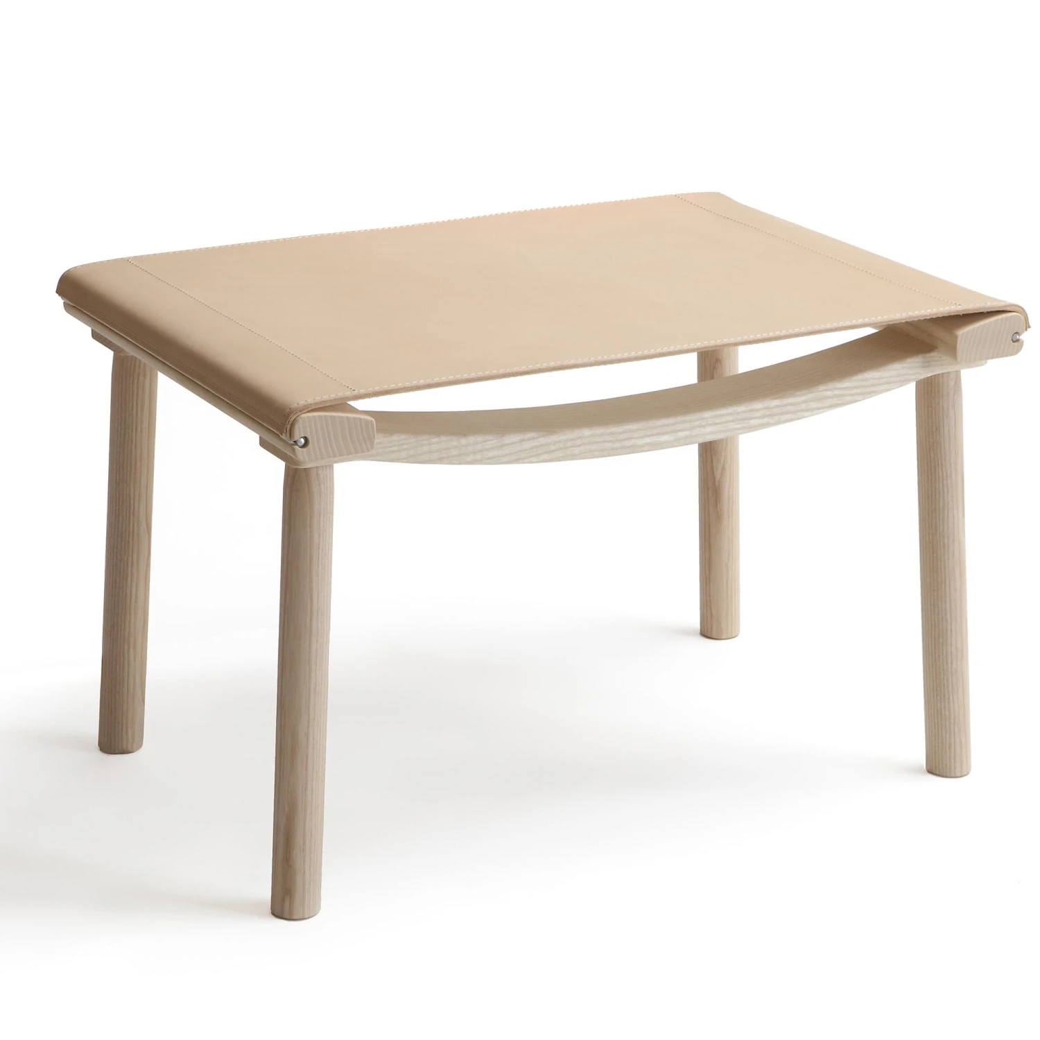 Nikari December Ottoman Oiled Ash Wood/Nude Leather