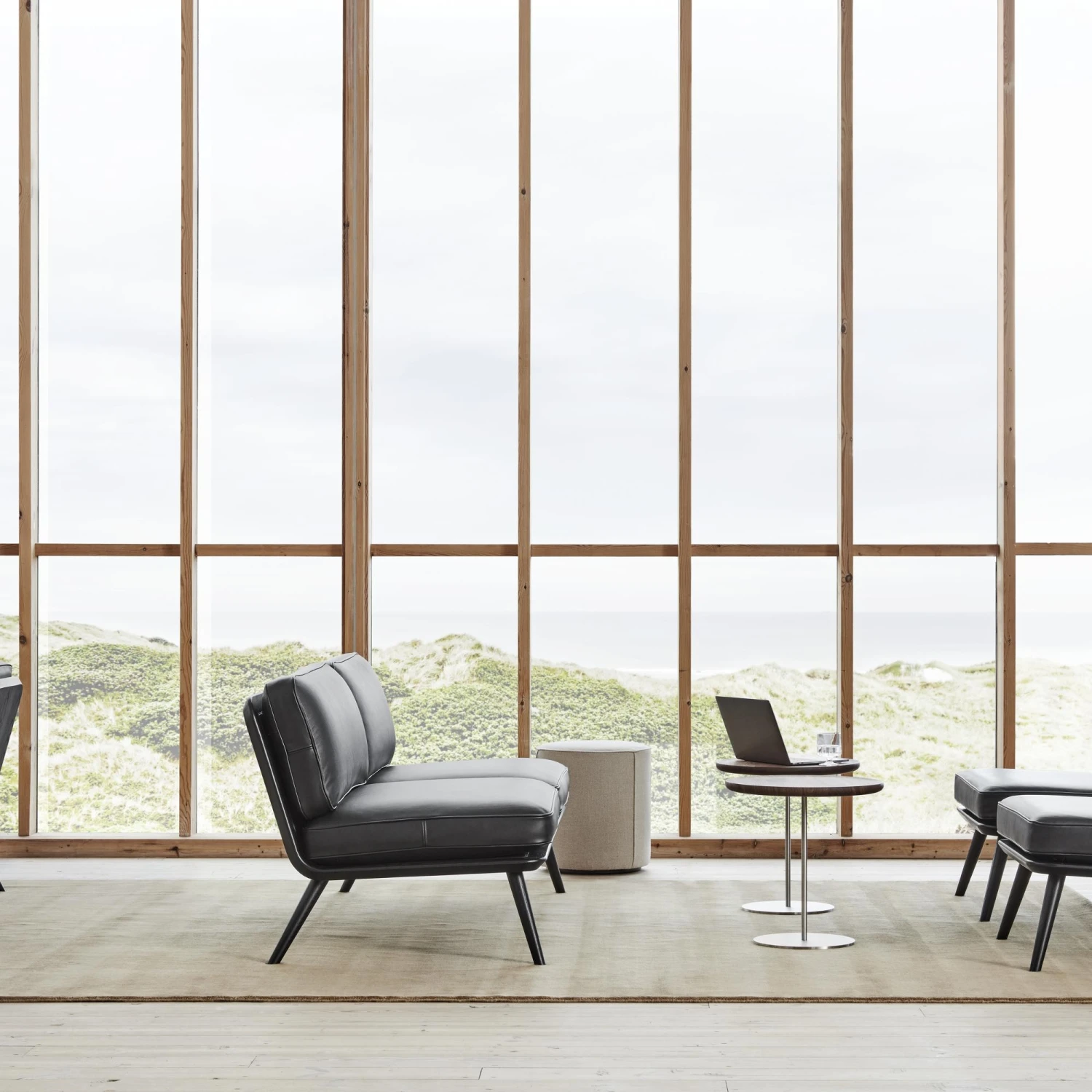 Fredericia Furniture Mono Pouf Ø39 Grand Linen Natural - Image 2