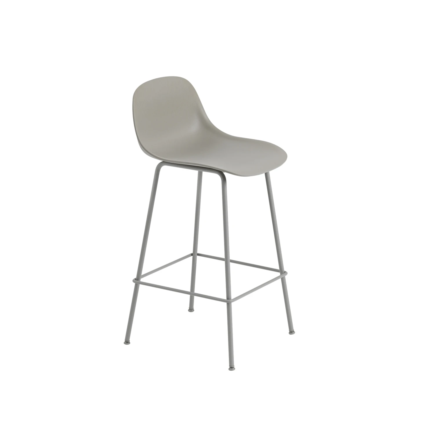 Muuto Fiber Bar Stool W. Tube Base And Backrest Gray/ Gray H87.5 Cm