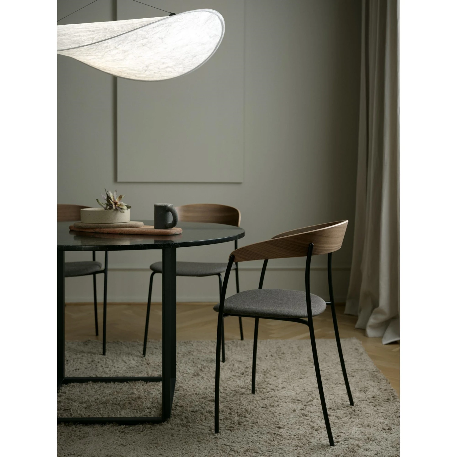 New Works Missing Dining Chair W. Armrest Walnut/ Barnum Dark Taupe - Image 8