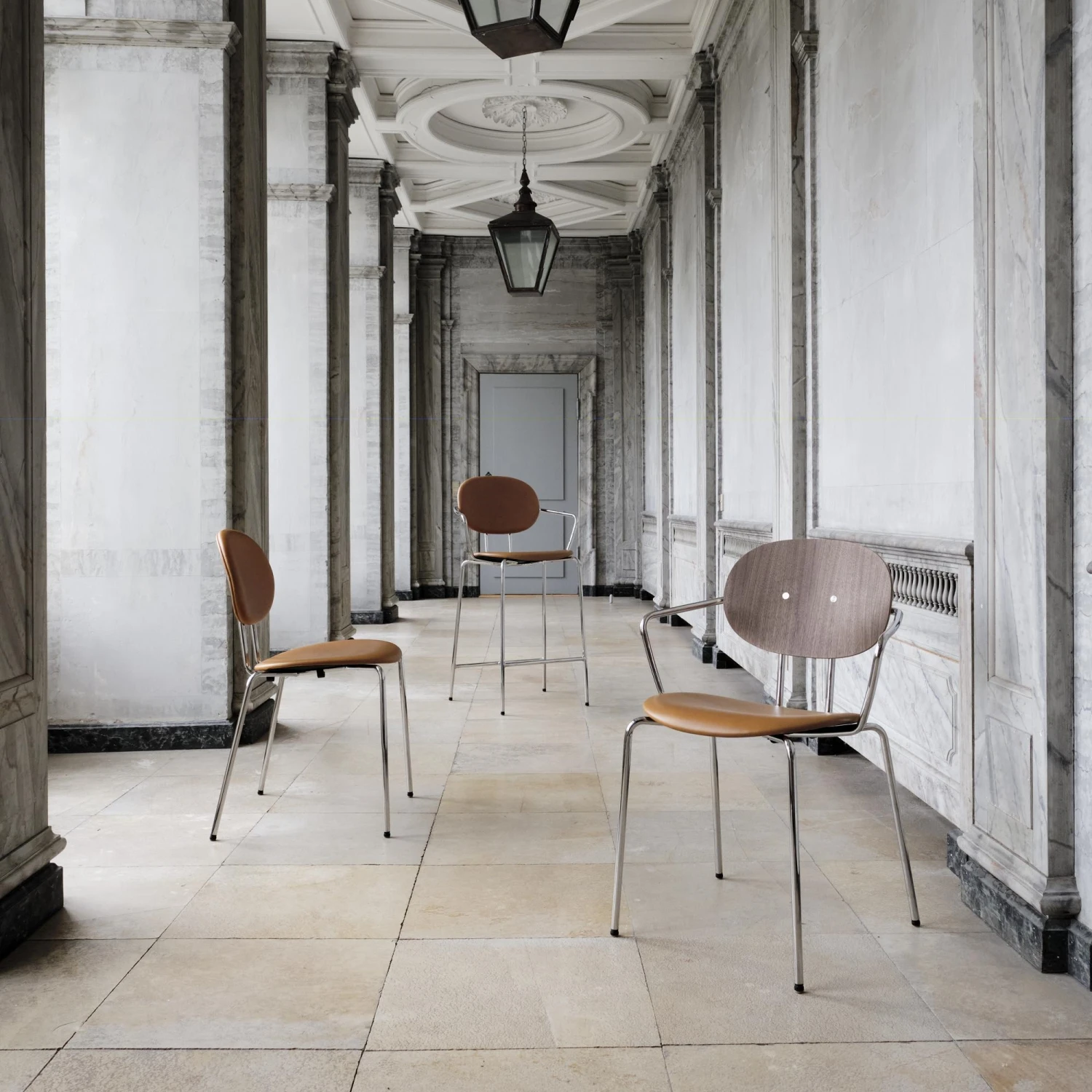 Sibast Furniture Piet Hein Dining Chair Chrome Walnut And Black Leather - Image 5