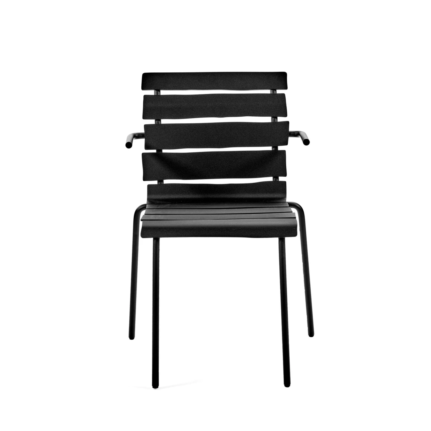 Valerie Objects Aligned Outdoor Dining Chair With Armrest Black