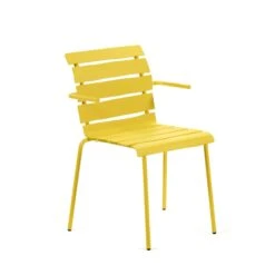 Valerie Objects Aligned Outdoor Dining Chair With Armrest Yellow