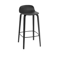 Muuto Visu Bar Stool W. Wood Base Black H88.5