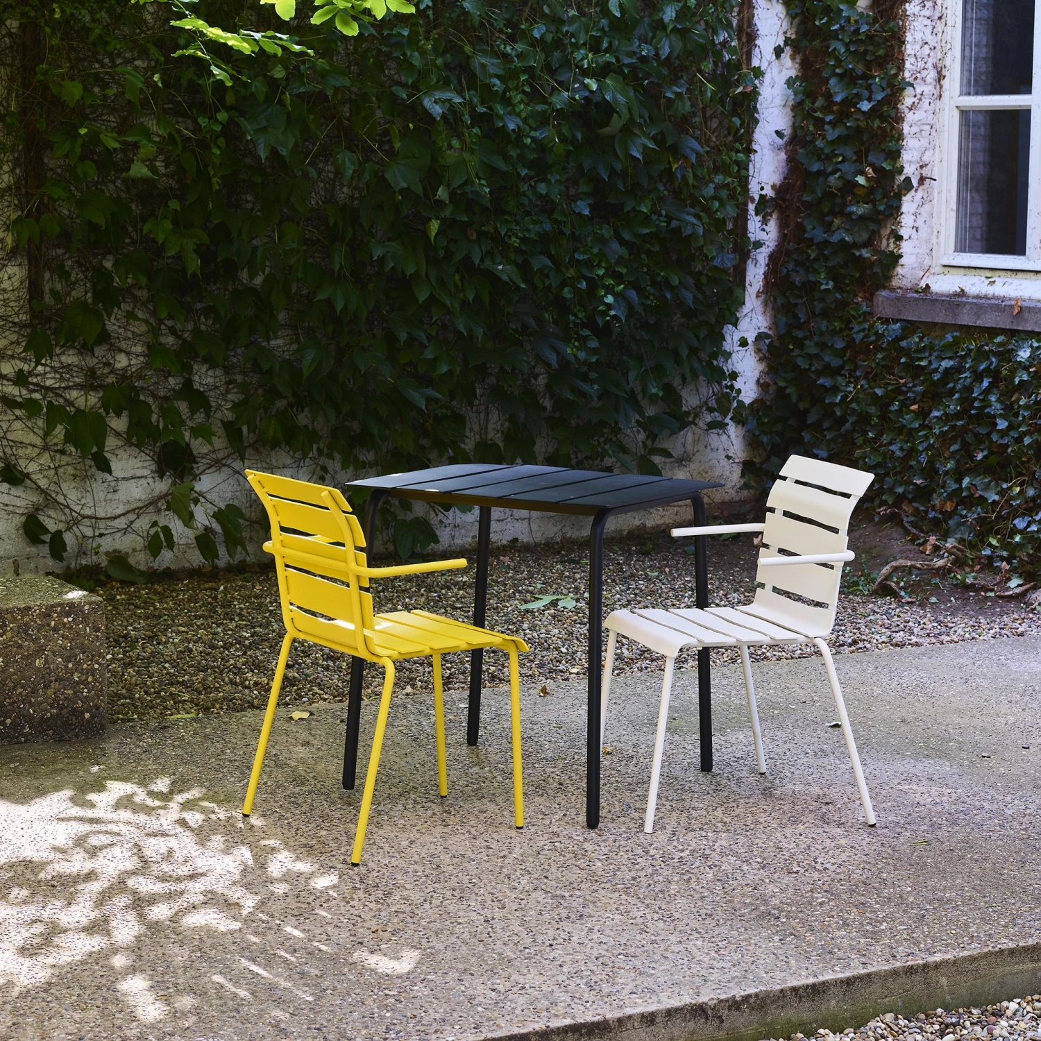 Valerie Objects Aligned Outdoor Dining Chair With Armrest Yellow - Image 7